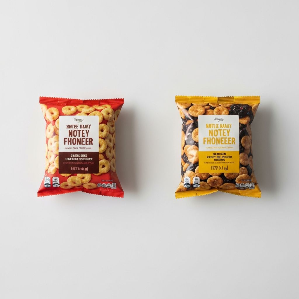 Zwei Snack-Verpackungen nebeneinander
